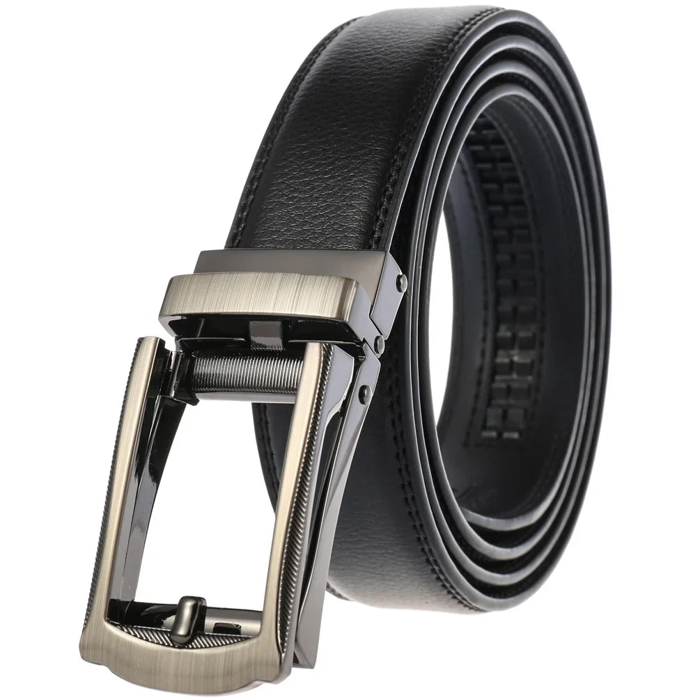 HKM-511443 Men's 3.0CM Cowhide Automatic Buckle Belt - Versatile Fashion Accessory