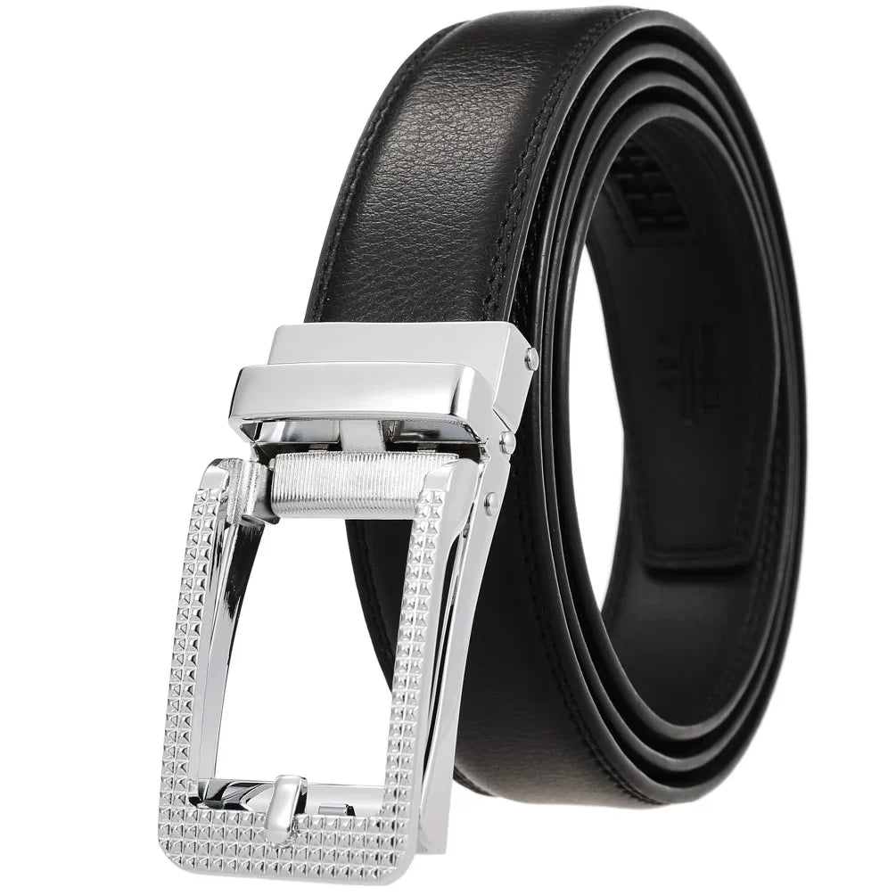HKM-511443 Men's 3.0CM Cowhide Automatic Buckle Belt - Versatile Fashion Accessory