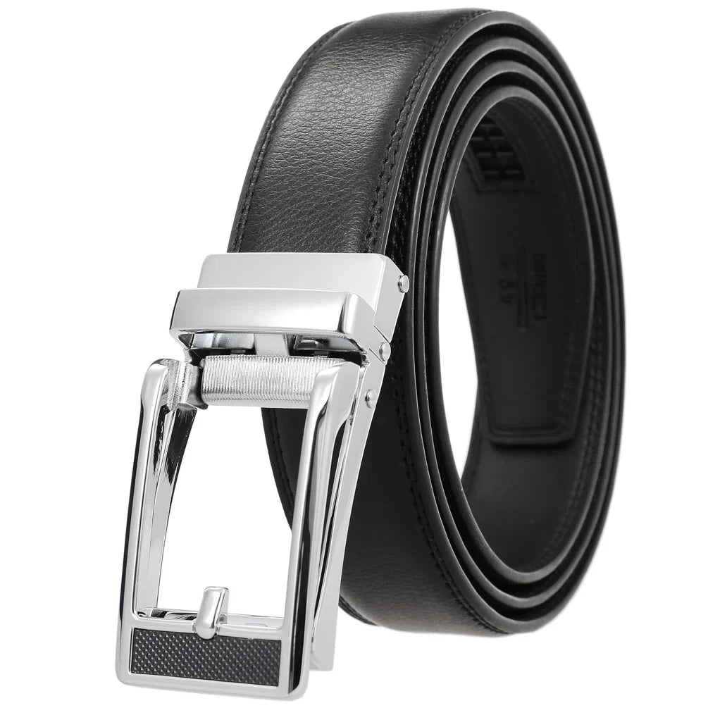 HKM-511443 Men's 3.0CM Cowhide Automatic Buckle Belt - Versatile Fashion Accessory