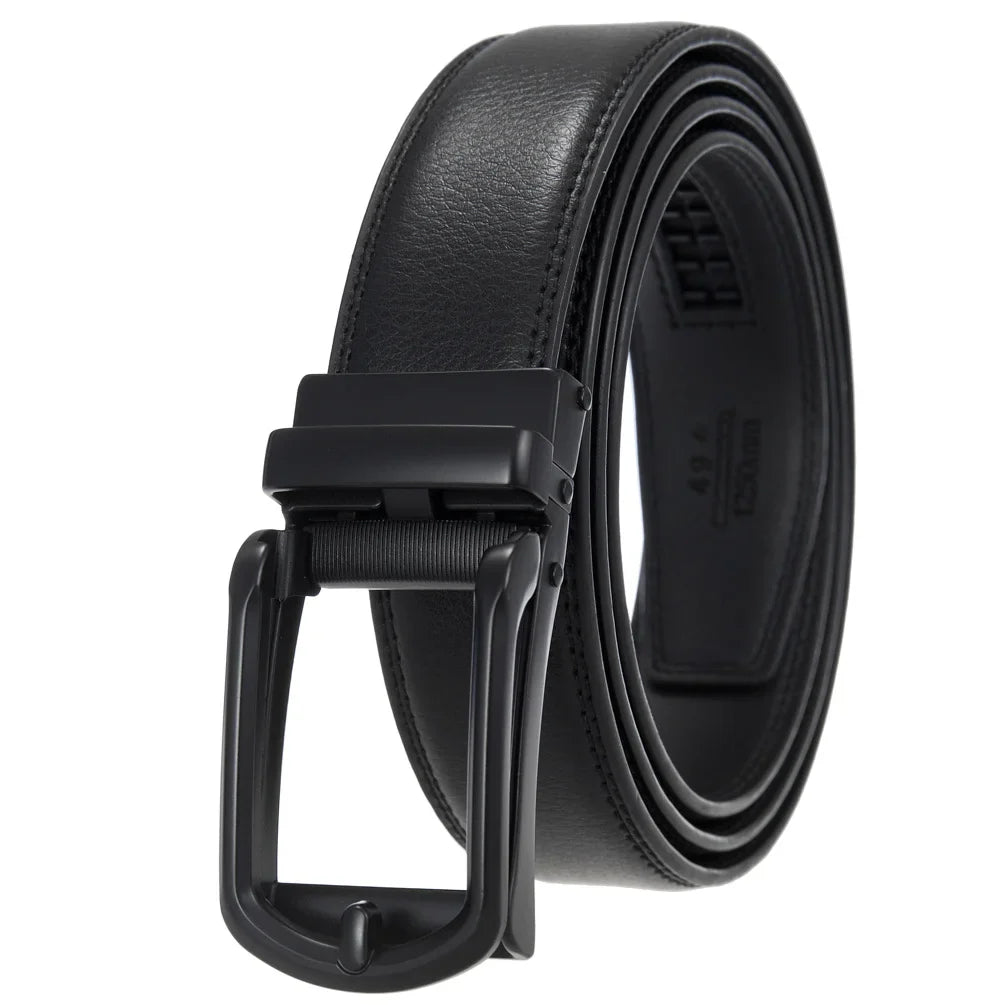 HKM-511443 Men's 3.0CM Cowhide Automatic Buckle Belt - Versatile Fashion Accessory