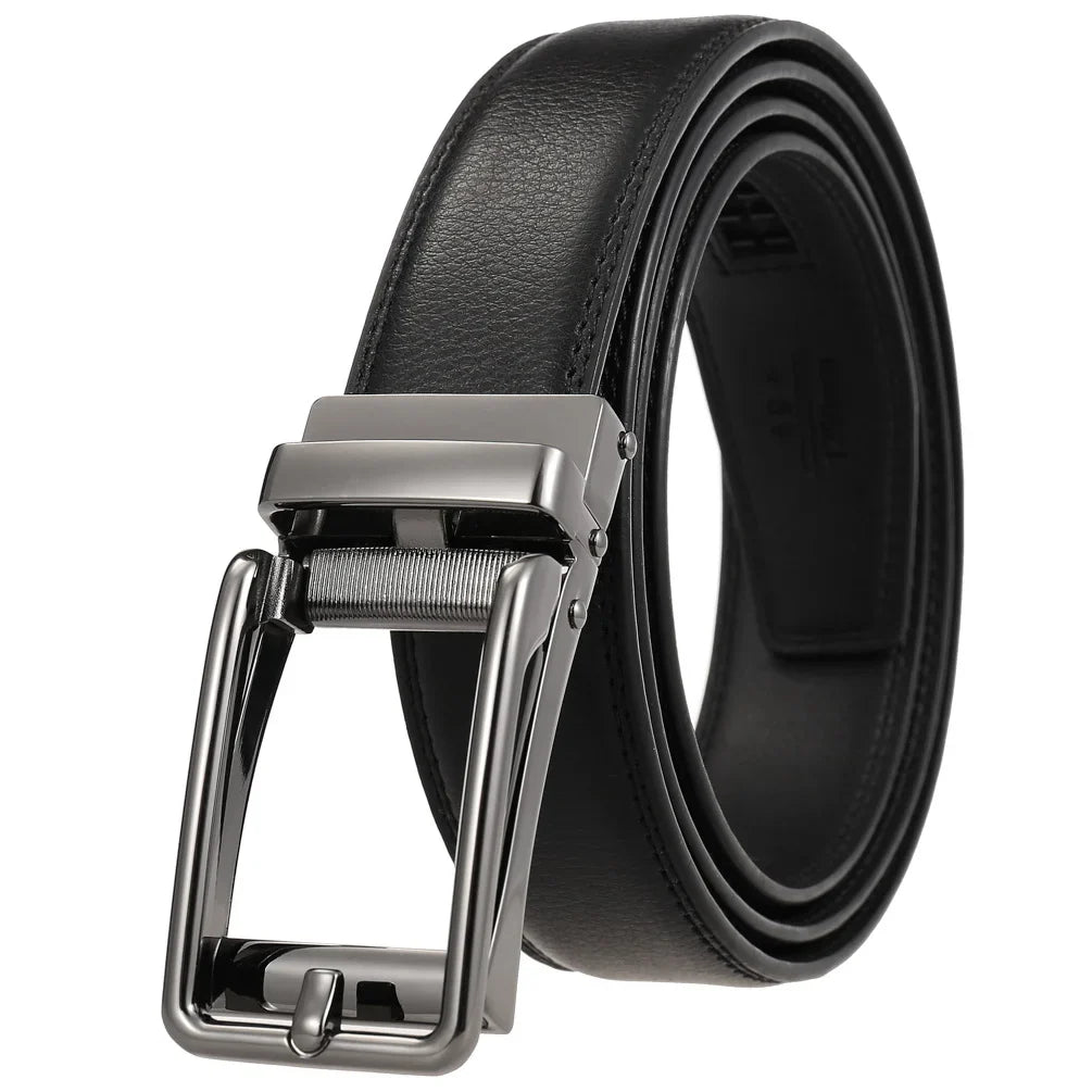 HKM-511443 Men's 3.0CM Cowhide Automatic Buckle Belt - Versatile Fashion Accessory
