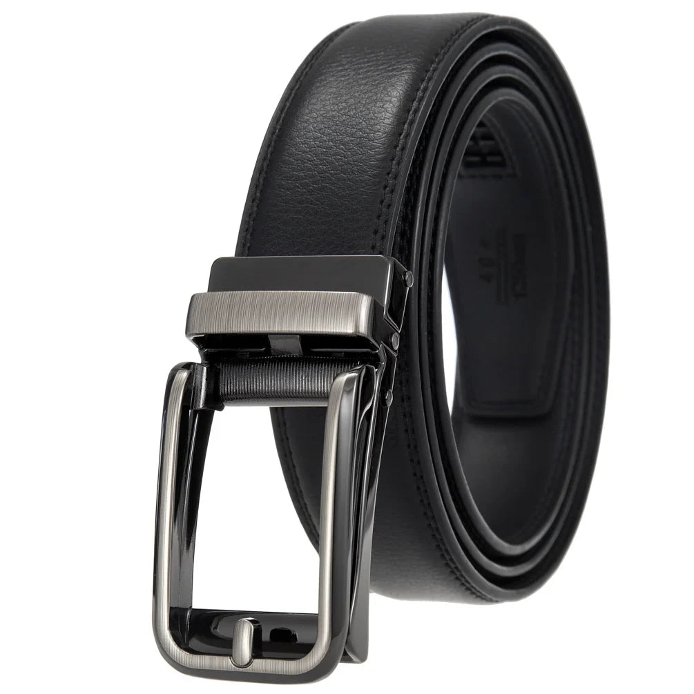 HKM-511443 Men's 3.0CM Cowhide Automatic Buckle Belt - Versatile Fashion Accessory