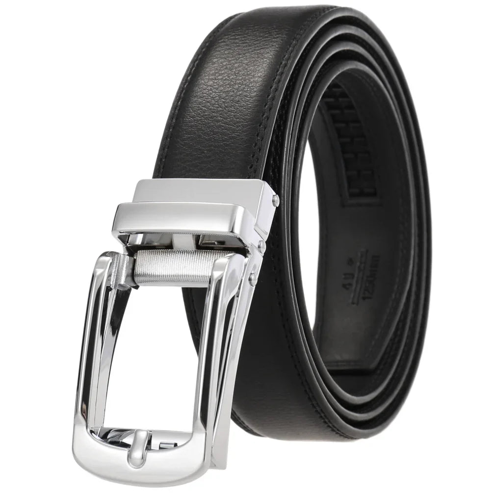HKM-511443 Men's 3.0CM Cowhide Automatic Buckle Belt - Versatile Fashion Accessory