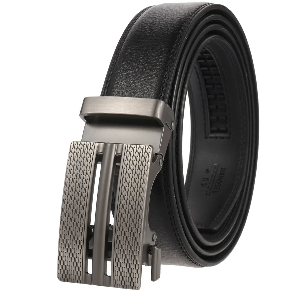 HKM-511443 Men's 3.0CM Cowhide Automatic Buckle Belt - Versatile Fashion Accessory