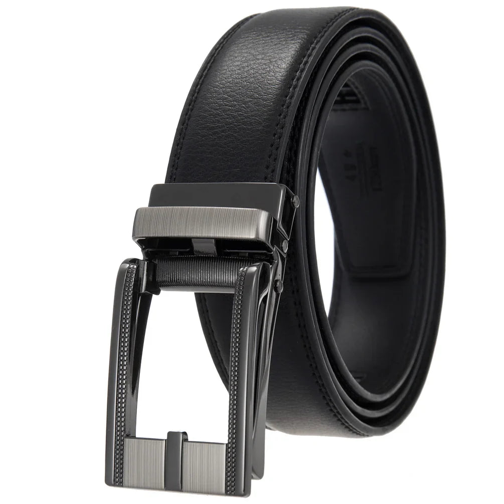 HKM-511443 Men's 3.0CM Cowhide Automatic Buckle Belt - Versatile Fashion Accessory