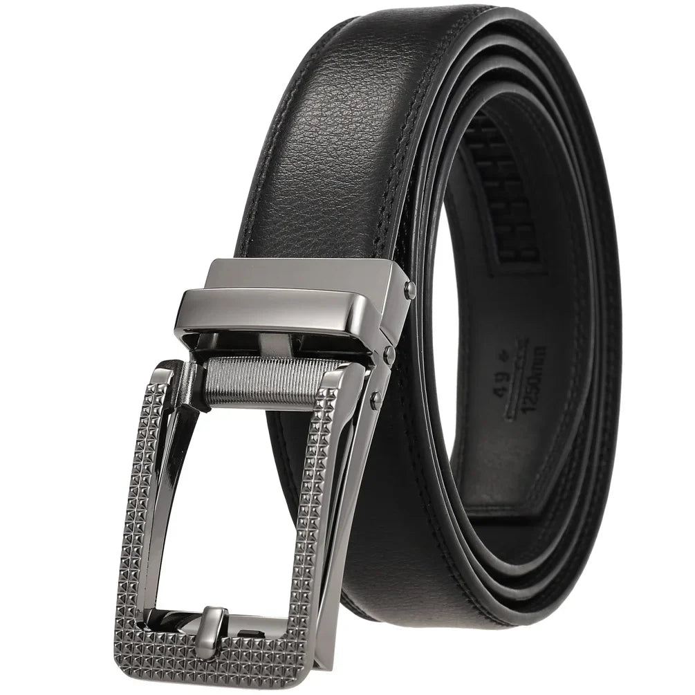 HKM-511443 Men's 3.0CM Cowhide Automatic Buckle Belt - Versatile Fashion Accessory