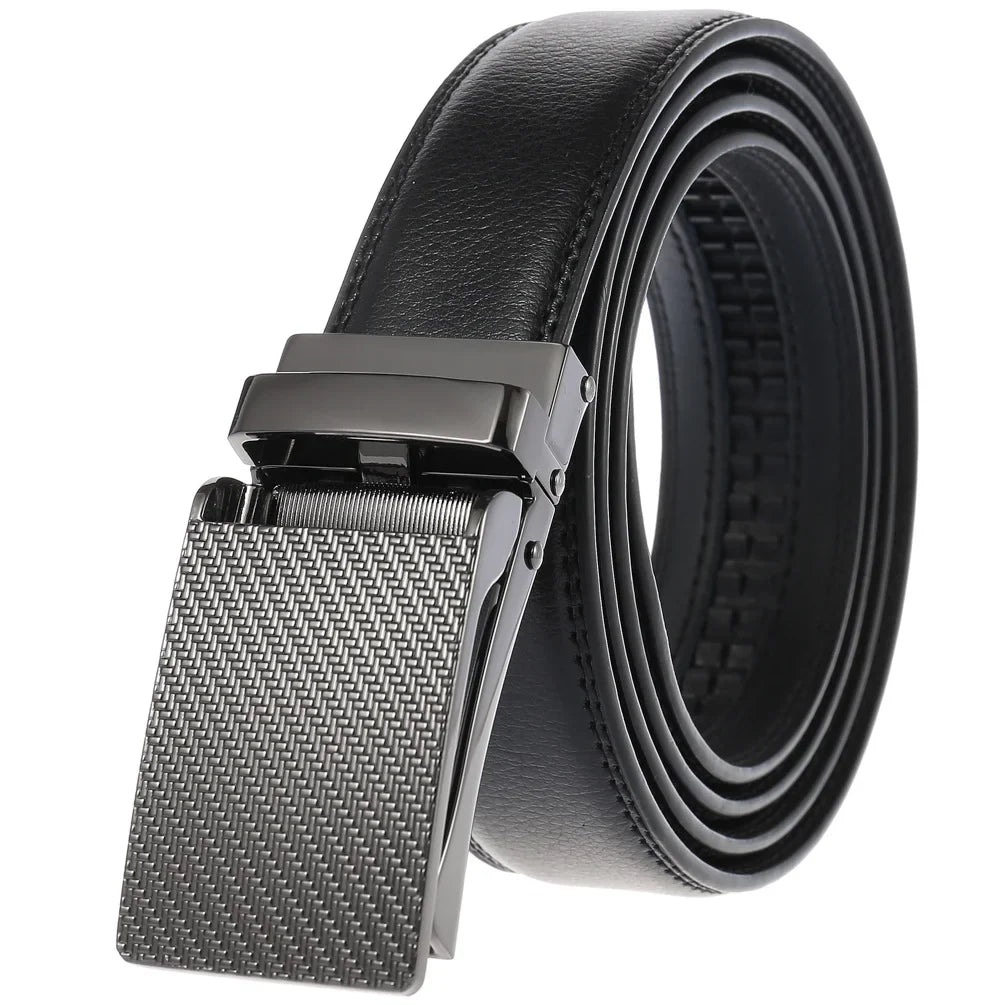 HKM-511443 Men's 3.0CM Cowhide Automatic Buckle Belt - Versatile Fashion Accessory