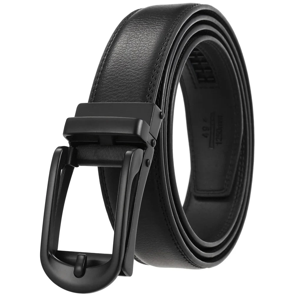 HKM-511443 Men's 3.0CM Cowhide Automatic Buckle Belt - Versatile Fashion Accessory