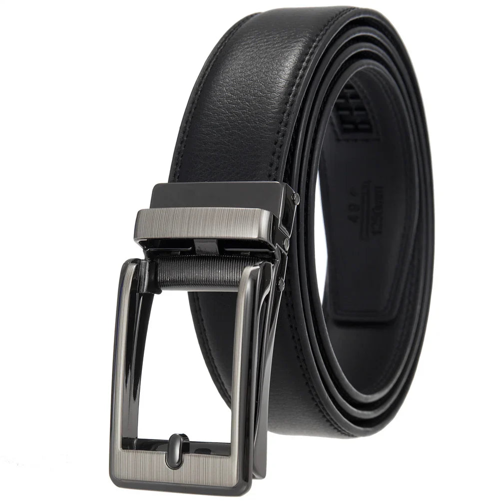 HKM-511443 Men's 3.0CM Cowhide Automatic Buckle Belt - Versatile Fashion Accessory