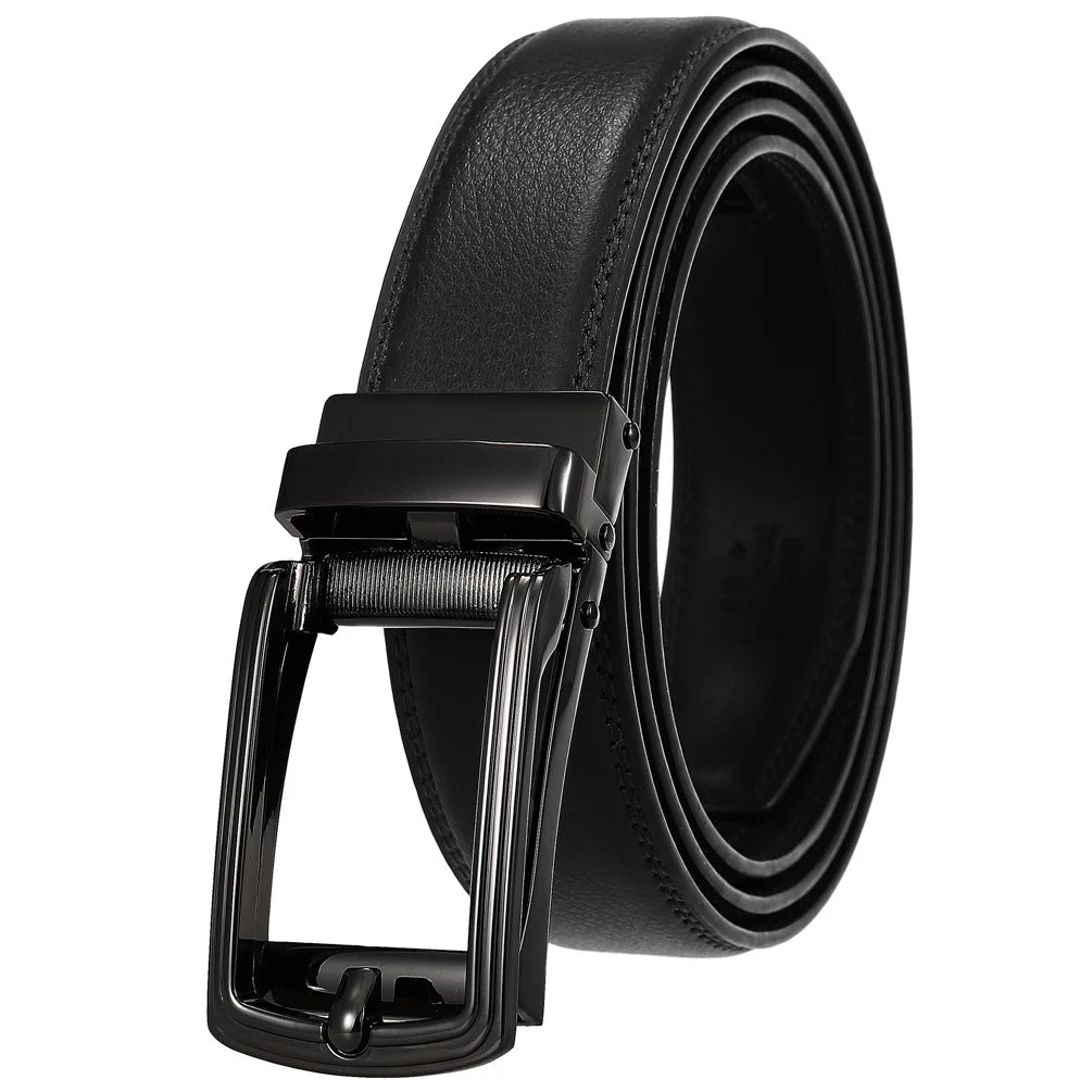 HKM-511443 Men's 3.0CM Cowhide Automatic Buckle Belt - Versatile Fashion Accessory
