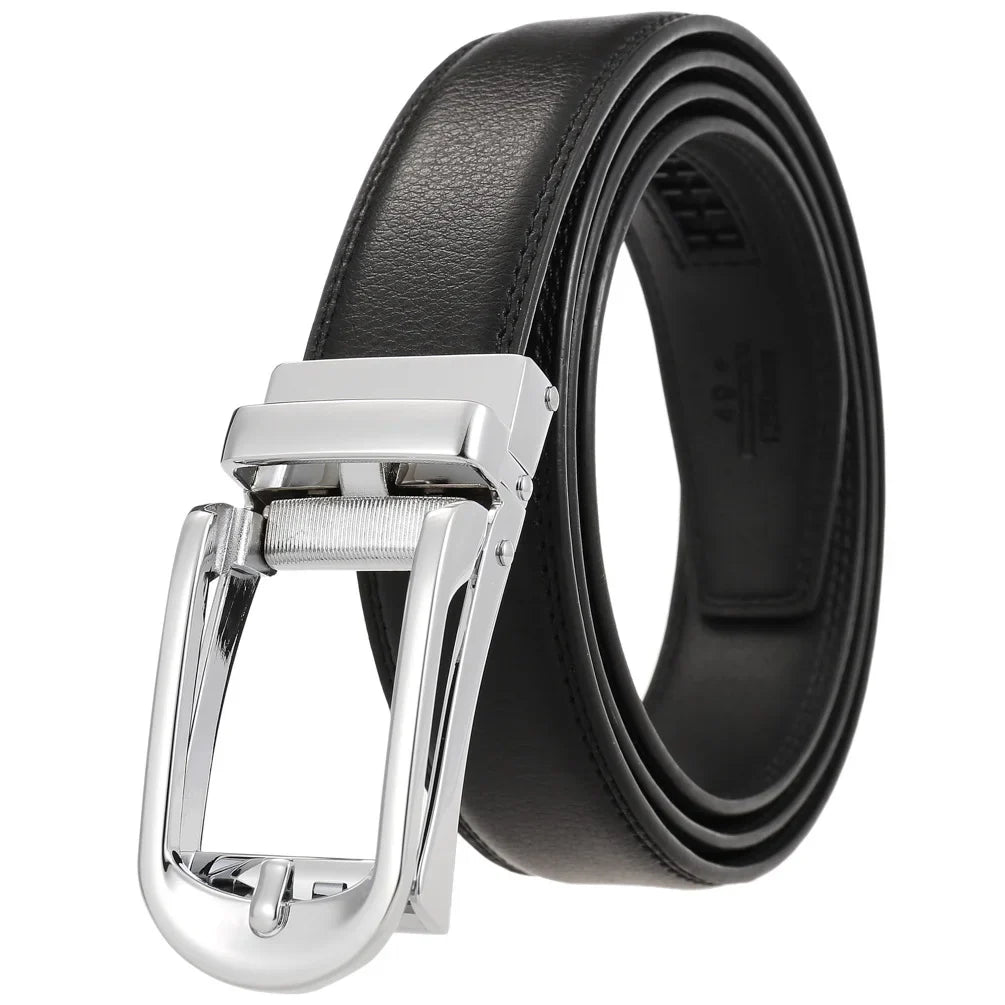 HKM-511443 Men's 3.0CM Cowhide Automatic Buckle Belt - Versatile Fashion Accessory