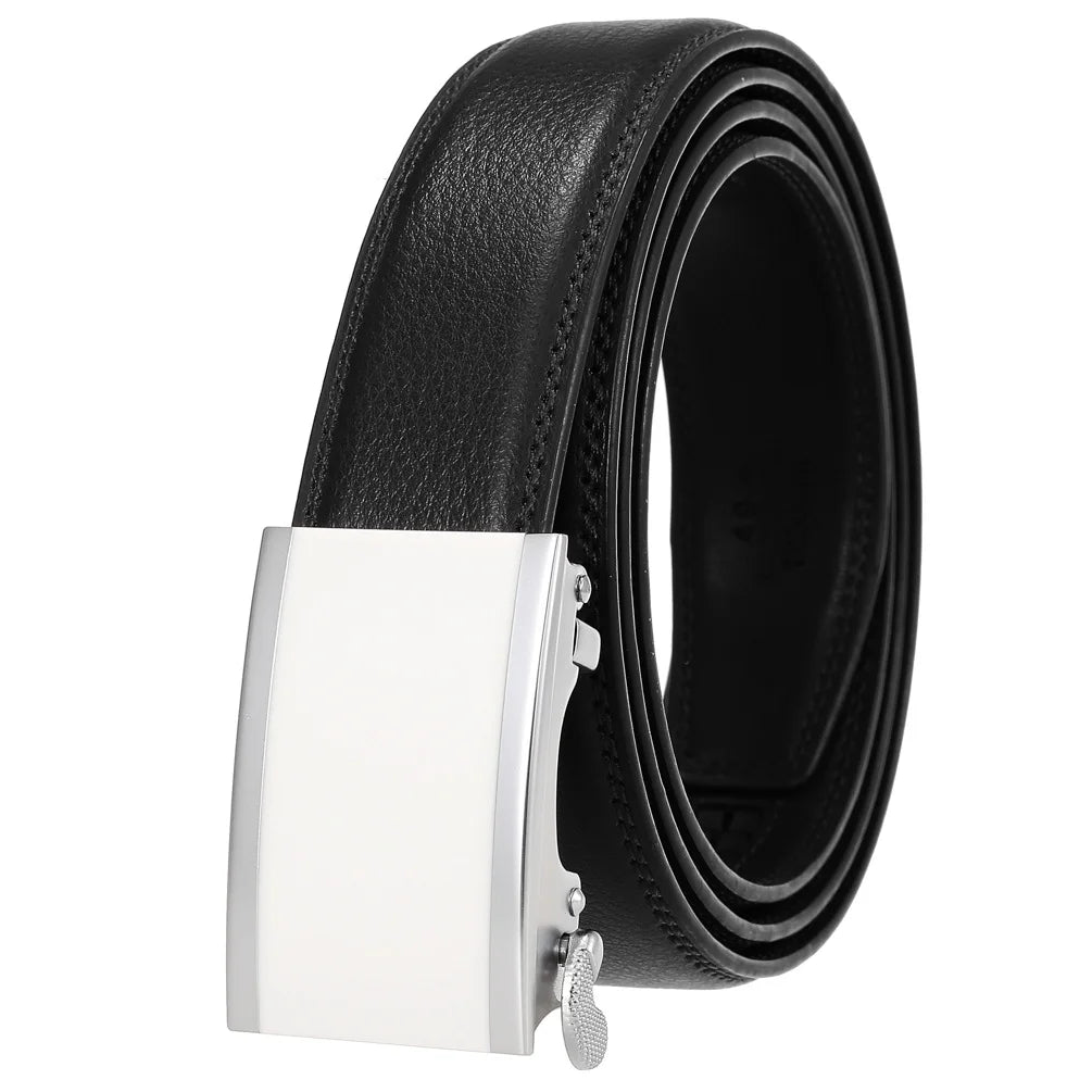 HKM-511443 Men's 3.0CM Cowhide Automatic Buckle Belt - Versatile Fashion Accessory