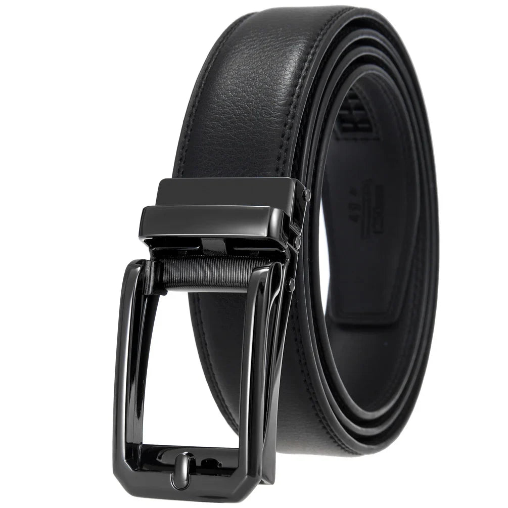 HKM-511443 Men's 3.0CM Cowhide Automatic Buckle Belt - Versatile Fashion Accessory