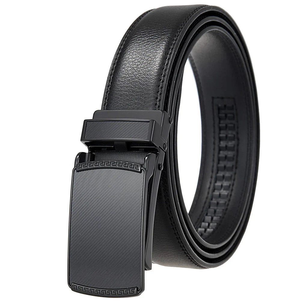 HKM-511443 Men's 3.0CM Cowhide Automatic Buckle Belt - Versatile Fashion Accessory