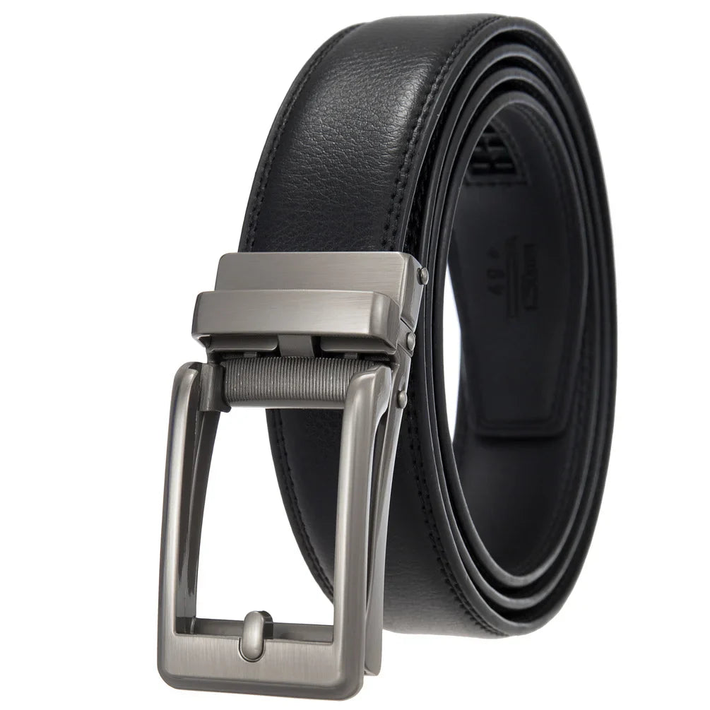HKM-511443 Men's 3.0CM Cowhide Automatic Buckle Belt - Versatile Fashion Accessory