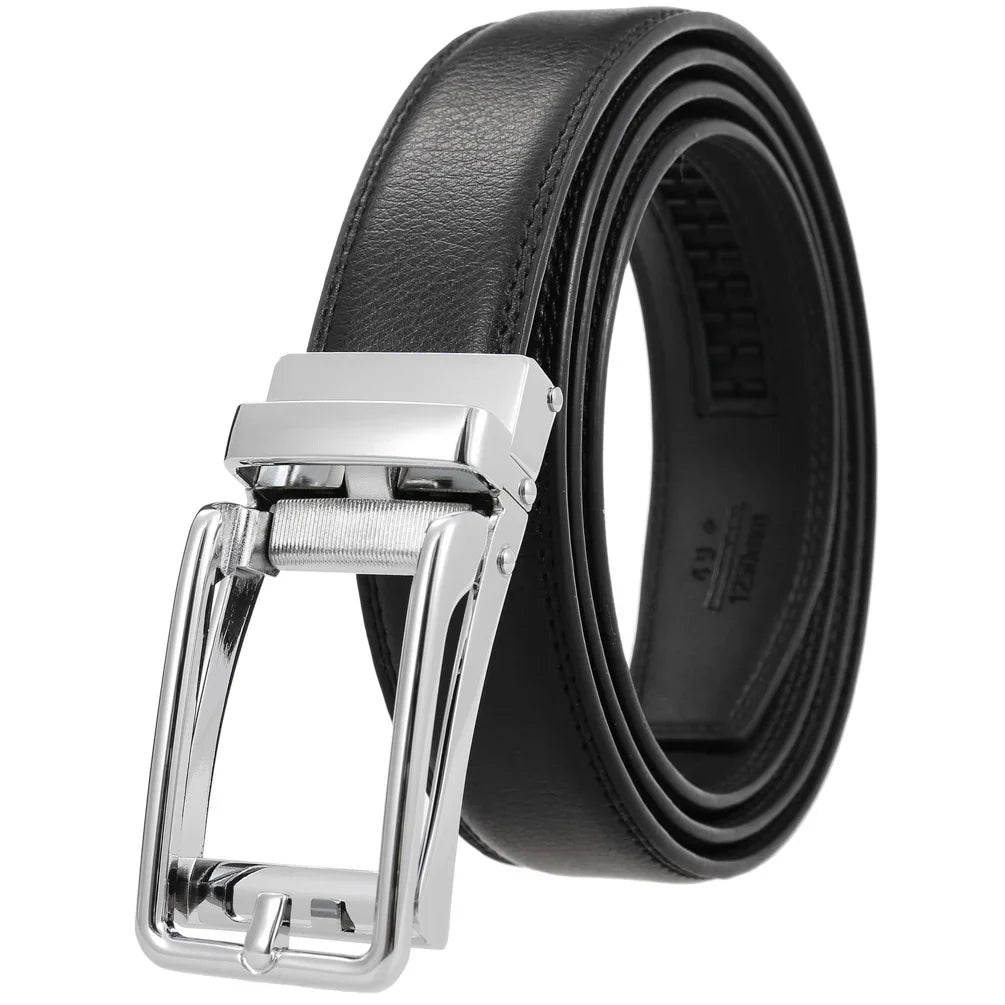 HKM-511443 Men's 3.0CM Cowhide Automatic Buckle Belt - Versatile Fashion Accessory