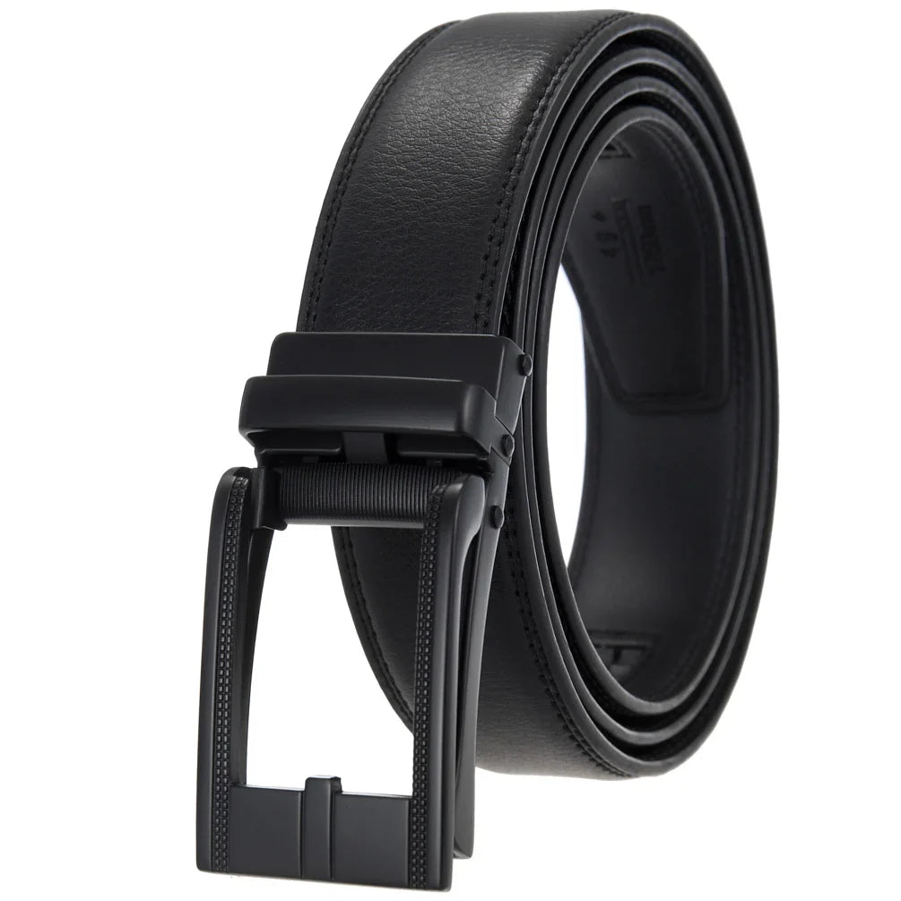 HKM-511443 Men's 3.0CM Cowhide Automatic Buckle Belt - Versatile Fashion Accessory
