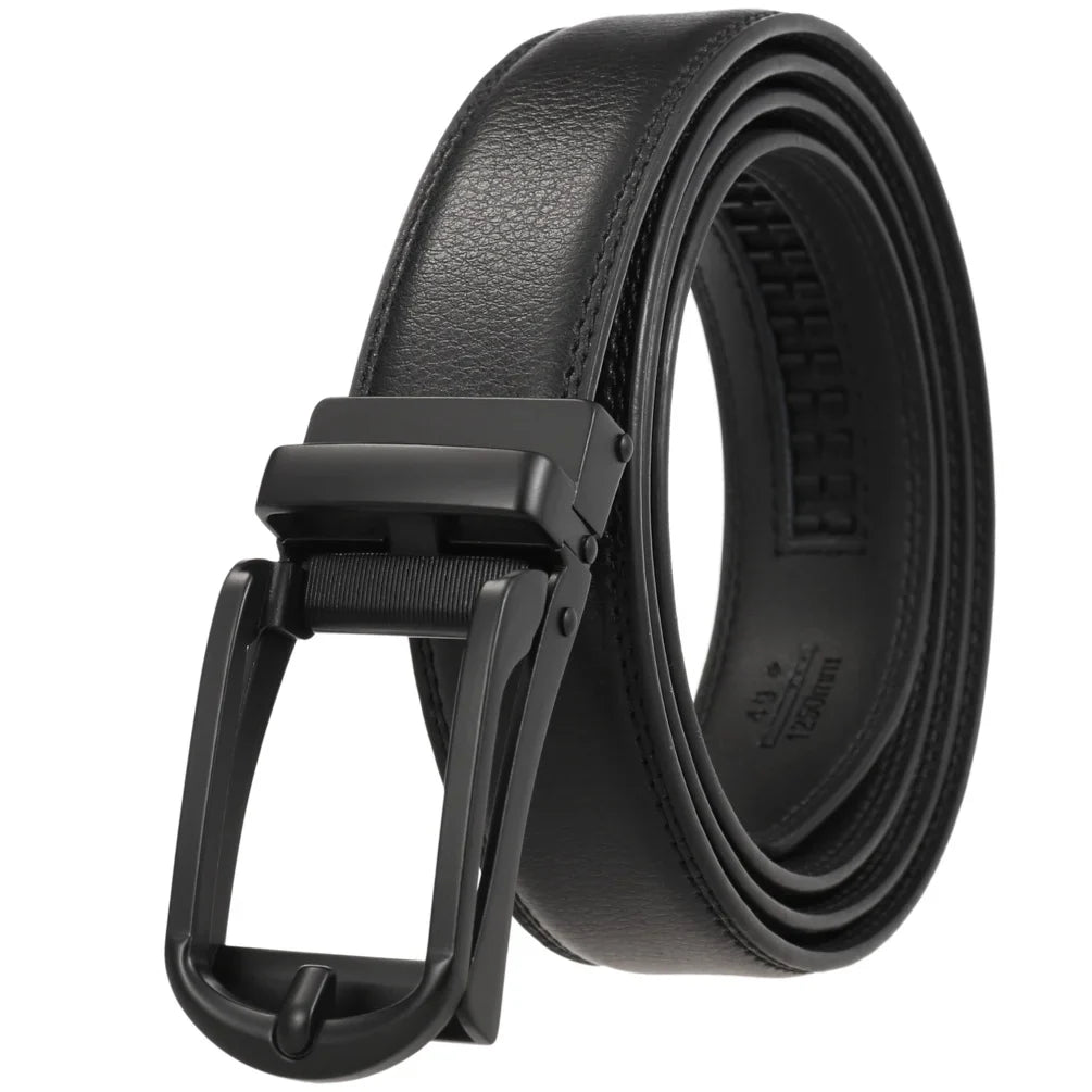 HKM-511443 Men's 3.0CM Cowhide Automatic Buckle Belt - Versatile Fashion Accessory