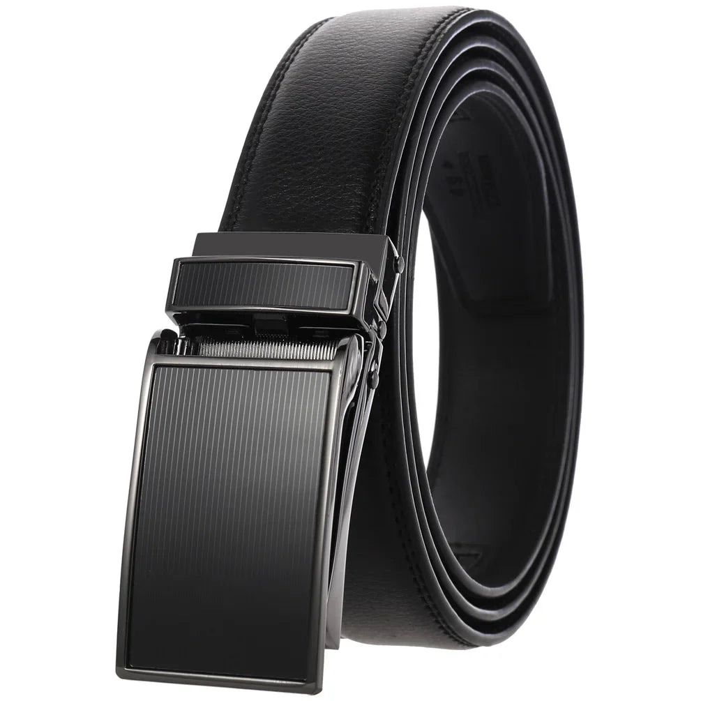 HKM-511443 Men's 3.0CM Cowhide Automatic Buckle Belt - Versatile Fashion Accessory