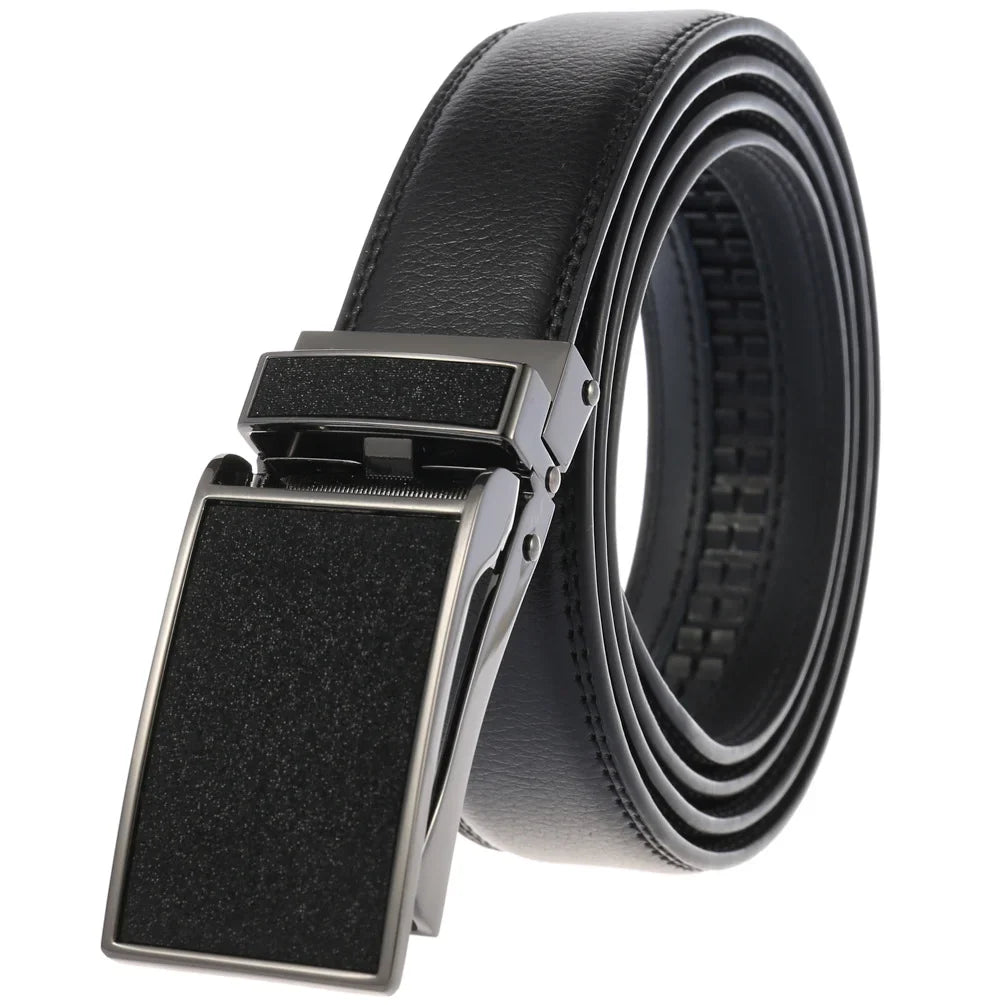 HKM-511443 Men's 3.0CM Cowhide Automatic Buckle Belt - Versatile Fashion Accessory