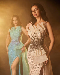 HKM-137171 Champagne Elegant Women's Evening Gown - Style EZ25102