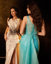 HKM-137171 Champagne Elegant Women's Evening Gown - Style EZ25102