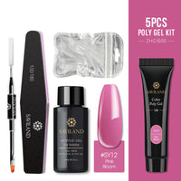HKM-973267 5 Piece Soft Rainbow Poly Gel Nail Kit with UV/LED Cure
