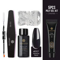 HKM-973267 5 Piece Soft Rainbow Poly Gel Nail Kit with UV/LED Cure