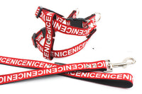 HKM-410515 Durable Nylon Dog Leash and Collar Set - Adjustable Sizes Available in Black, Red, and Yellow