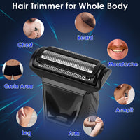 HKM-154003 2 In 1 Cordless Electric Body Trimmer for Men with LED Light and Digital Display, IPX7 Waterproof Razor for Beard, Groin, and Body Hair