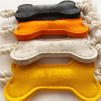 HKM-621587 Interactive Felt Bone Shaped Dog Toy - Bite Resistant Rope Knot Puzzle for Training - 16x7 cm, 41g