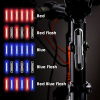 HKM-450003 USB Rechargeable Red and Blue Mountain Bike Taillights for Enhanced Visibility