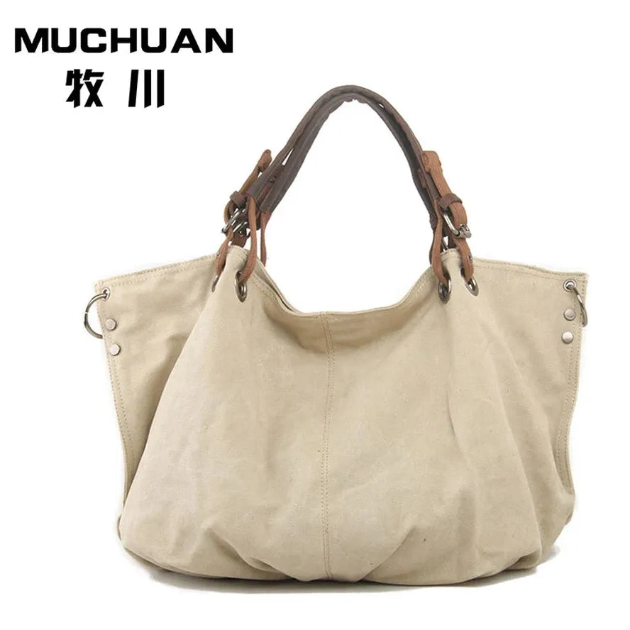 KTX-971539 Eco-Friendly Cotton Canvas Tote Handbag for Women - Size 32cm x 12cm x 38cm