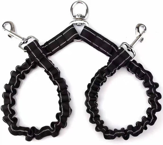 HKM-041939 Adjustable Double-Ended Traction Rope for Pet Walking - Black Nylon