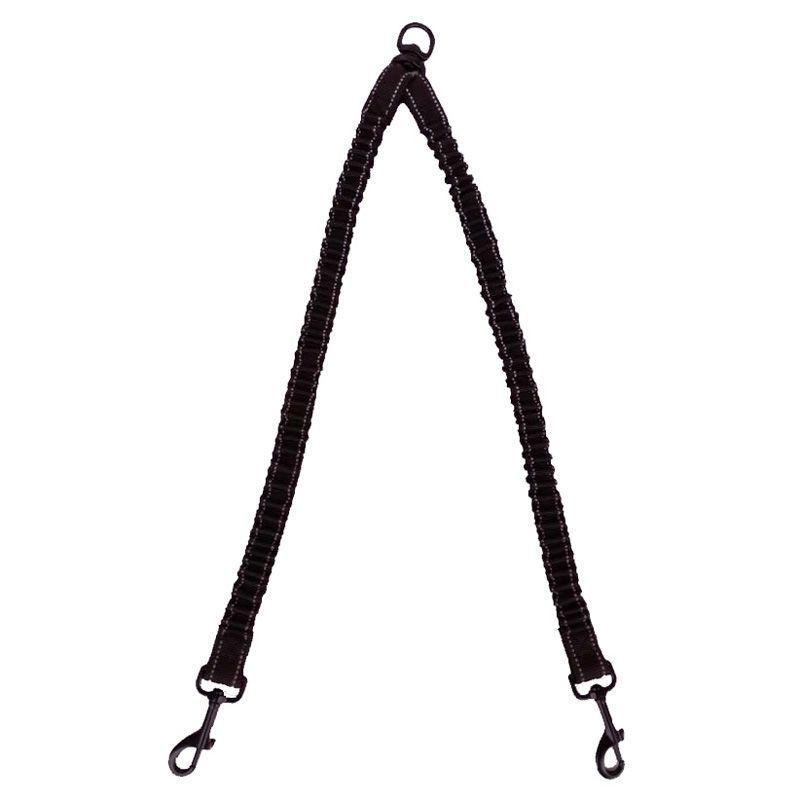 HKM-041939 Adjustable Double-Ended Traction Rope for Pet Walking - Black Nylon