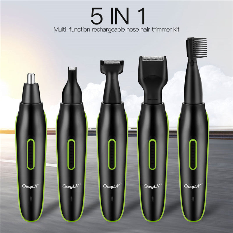 HKM-756819 5-in-1 Nose and Ear Hair Trimmer with Rechargeable Design, Painless Cutting and Easy Cleaning