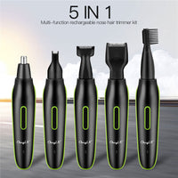 HKM-756819 5-in-1 Nose and Ear Hair Trimmer with Rechargeable Design, Painless Cutting and Easy Cleaning
