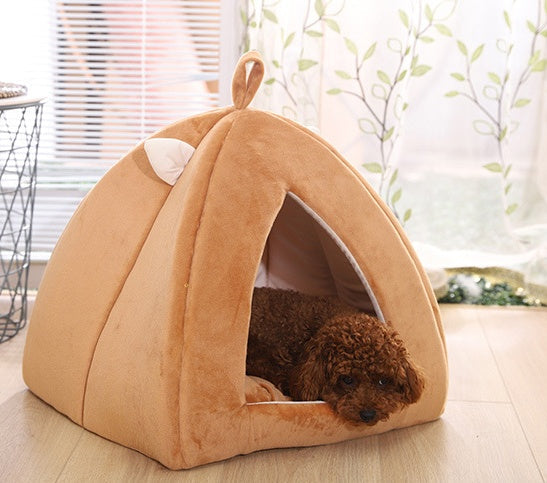 HKM-331923 Cartoon Triangle Shaped Pet Nest for Dogs and Cats - Soft Plush with High Elastic Cotton Filling, 45cm