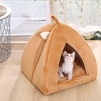 HKM-331923 Cartoon Triangle Shaped Pet Nest for Dogs and Cats - Soft Plush with High Elastic Cotton Filling, 45cm