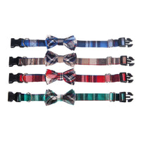 HKM-011539 Pet Bow Collar - Grid Pattern Cloth Accessory for Small to Large Dogs, Size S/M Options Available