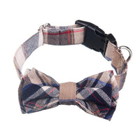 HKM-011539 Pet Bow Collar - Grid Pattern Cloth Accessory for Small to Large Dogs, Size S/M Options Available