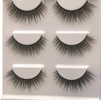 HKM-861203 3 Pairs Natural 3D Mink False Eyelashes - Long and Dramatic Lash Extensions for Eye Enhancement