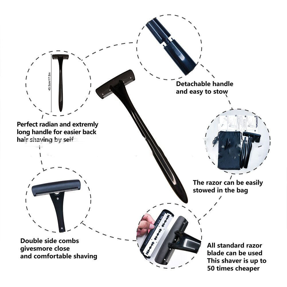 HKM-690131 Portable Manual Shaver with Double-Sided Blade in Black - Compact Design for Easy Grooming