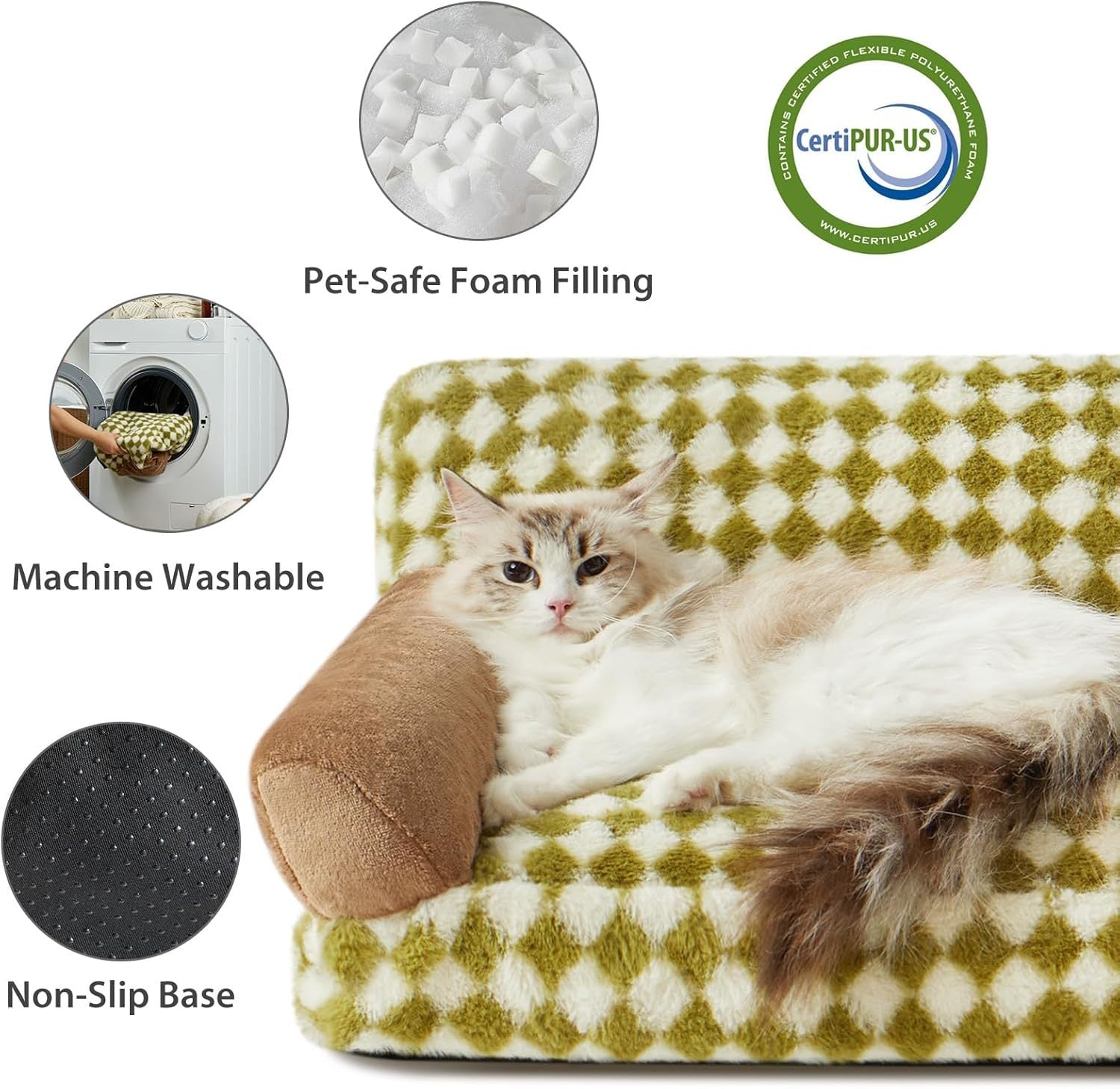 HKM-904787 Cozy Cat and Dog Sofa Bed with Non-Slip Base and Washable Cover for Small Pets