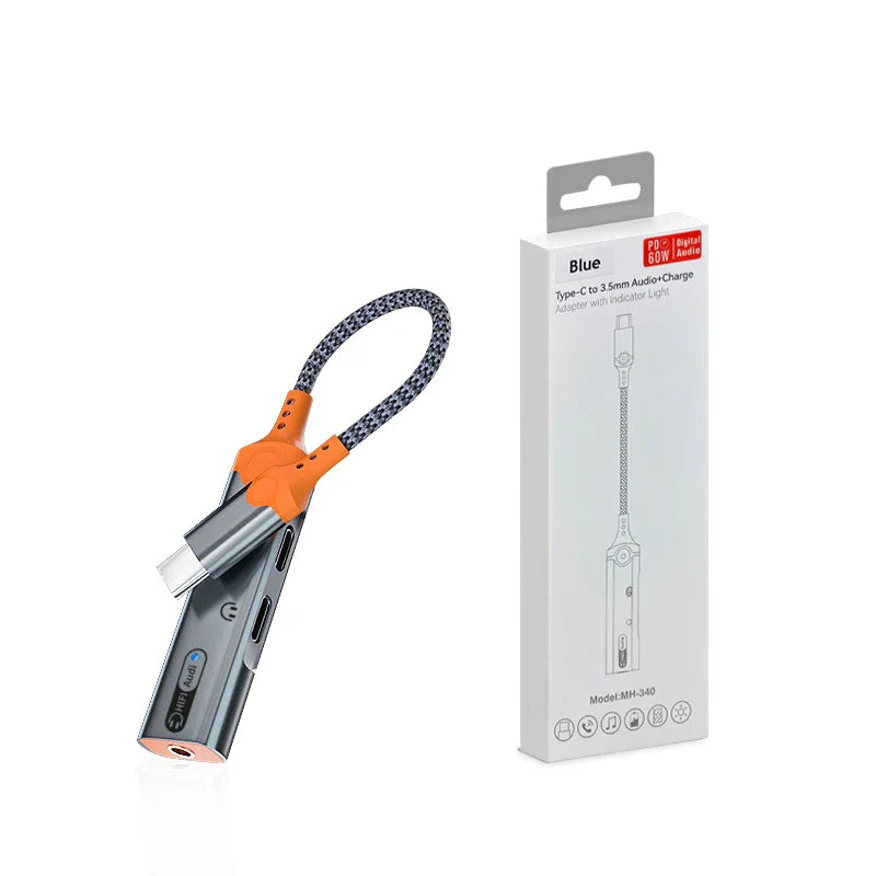 KTX-970387 USB-C to 3.5mm Audio Adapter with Hi-Res Audio and 60W Fast Charging