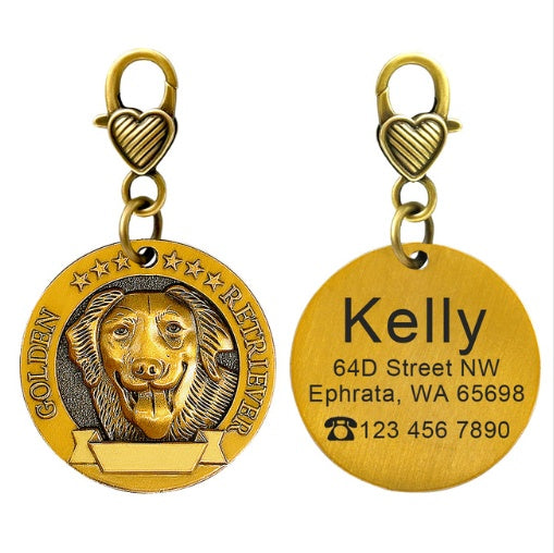 JMT-612298 Custom Metal Dog ID Tag with Personalized Engraving for Medium-Sized Pets