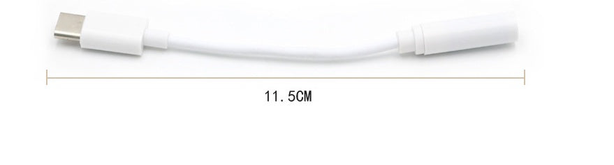 KTX-858003 Type-C to 3.5mm Audio Cable for Universal Headphones - 11.5cm Length, White, PVC Wire with ABS Shell