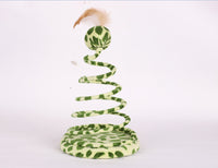 HKM-435347 Plush Spring Snake Cat Toy with Feather and Ball - Leopard Green, 25cm