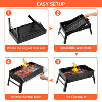 HKM-862163 Portable Foldable Charcoal BBQ Grill for Camping, Picnics, and Garden Use
