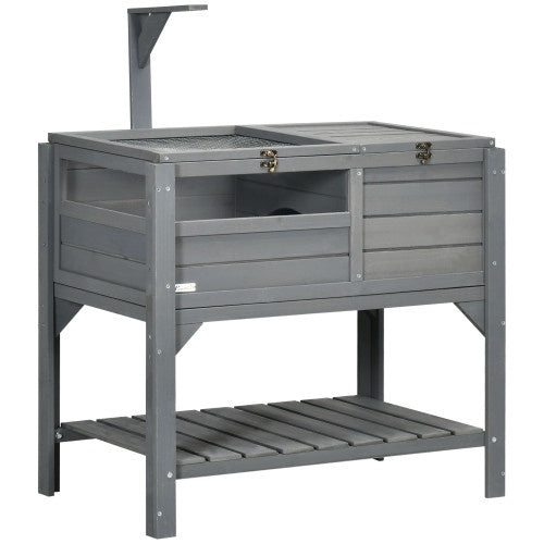 HKM-627155 Reptile Storage Shelf with Light Support Frame and Weather Protection, Grey